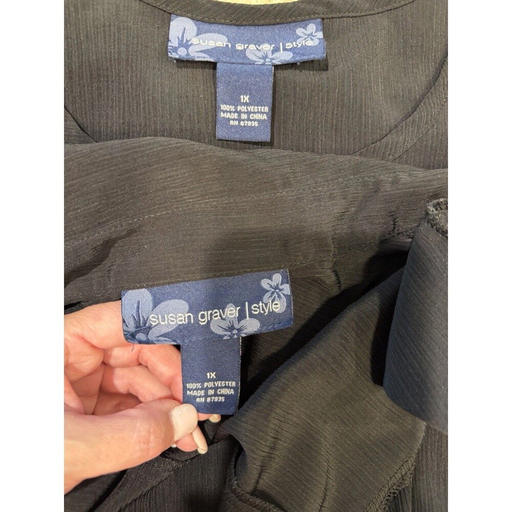 Susan Graver Style QVC Two-Piece Black Tank & Button-Down Shirt Set Plus Size 1X - Picture 11 of 12